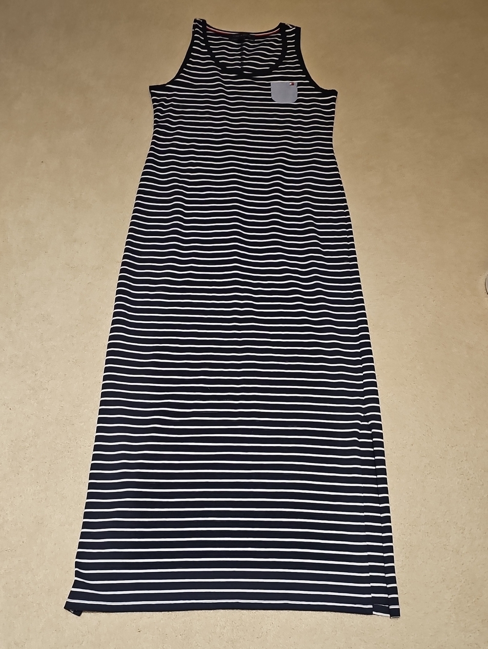 Tommy Hilfiger Navy and White Striped Tank Maxi Dress